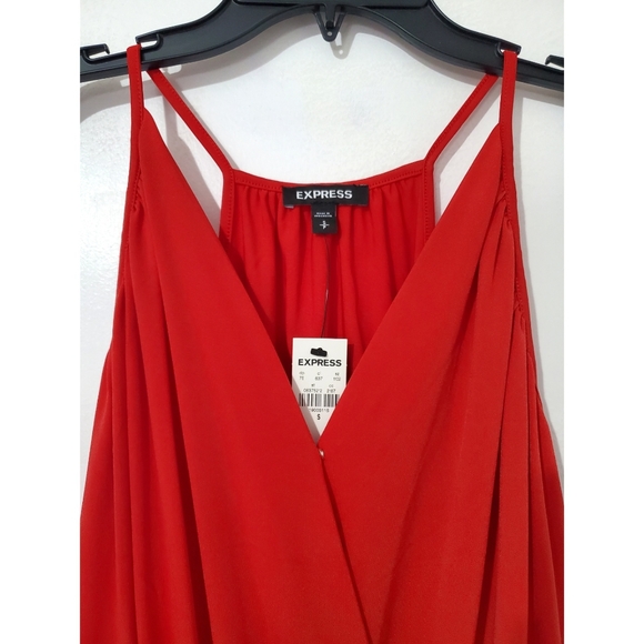 EXPRESS Red Spaghetti Strap V Neck Top Medium - Picture 3 of 15
